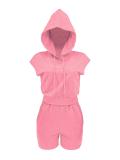 Solid Color Hooded Sleeveless Sport Suit GLF-10129