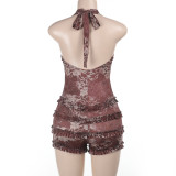 Sexy Hollow Out Backless Romper FL-ZX25107MHO