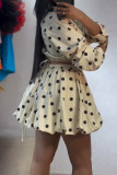 Plus Size Polka Dot Printed Puffy Skirt  Two Piece Set NY-11031