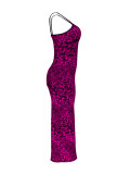 Leopard Print Slim Sling Maxi Dress GLF-10007-1