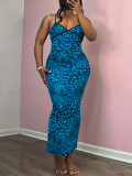 Leopard Print Slim Sling Maxi Dress GLF-10007-1