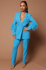 Fashion Blazer Pants Two Piece Set GNQF-S302
