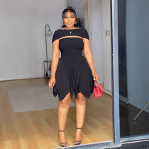 Irregular Double Layered Hem Tube Tops Mini Dress NY-11067