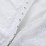 V Neck Lace Sleeveless Tops FL-YL25081DGO