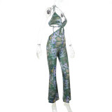 Twisted Tie Print Cami Jumpsuit FL-YL25151MHO