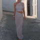 Sexy Mesh Slash Shoulder Maxi Dress FL-ZX25009PFO