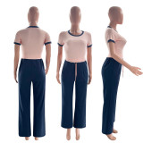 Short Sleeve O Neck T Shirt Two Piece Pants Suit SSNF-211479