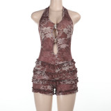 Sexy Hollow Out Backless Romper FL-ZX25107MHO