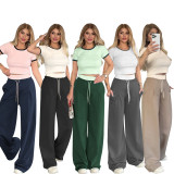 Short Sleeve O Neck T Shirt Two Piece Pants Suit SSNF-211479