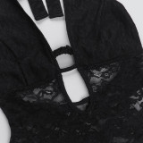 Deep V Neck See Through Bodysuit FL-ZX25063MHO