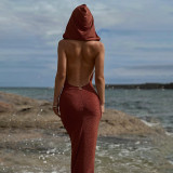 Sexy Hooded Backless Beach Maxi Dress FL-WQ25118MHO