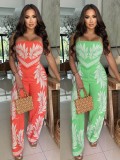 Sexy Print Sling Loose Two Piece Pants Set GDIM-2519