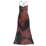 Leopard Print Contrast Color Backless Maxi Dress FL-WQ25100PFO