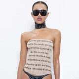 Letter Print Off Shoulder Wrap Chest Tops FL-WQ25053MHO