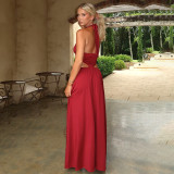 Solid Color Hollow Out Backless Maxi Dress FL-XY25022PFO