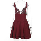 Solid Color V Neck Sleeveless Mini Dress FL-XY25137MHO