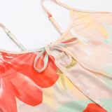 Hollow Out Print Backless Sling Long Dress FL-WQ25123PFO