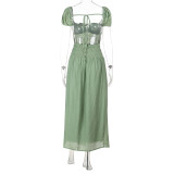 Sexy Backless Tie Up Solid Midi Dress FL-JY25202PFO