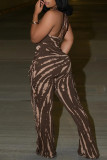 Plus Size Backless Tassel Loose Print Jumpsuit NY-3611