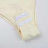 Pearls Hollow Out Solid One Piece Swimsuit FL-XY25152MHO
