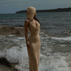 Sexy Hooded Backless Beach Maxi Dress FL-WQ25118MHO