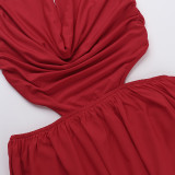 Solid Color Hollow Out Backless Maxi Dress FL-XY25022PFO
