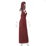 Sexy Hooded Backless Beach Maxi Dress FL-WQ25118MHO