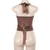Sexy Lace Halterneck Tank Tops  FL-YJ24628MHO