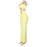 Sexy Hollow Out Split Tube Tops Dress FL-YJ25167DGO