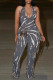 Plus Size Backless Tassel Loose Print Jumpsuit NY-3611