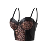 Leopard Print Backless Bustier Plunge Shapewear GPBY-LS6311