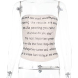Letter Print Off Shoulder Wrap Chest Tops FL-WQ25053MHO