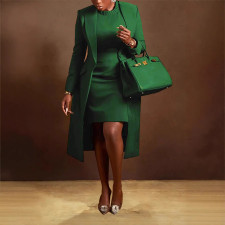 Plus Size Lapel Split Blazer Vest Dress Two Piece Set NY-3370