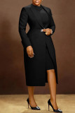 Plus Size Lapel Split Blazer Vest Dress Two Piece Set NY-3370