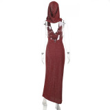 Sexy Hooded Backless Beach Maxi Dress FL-WQ25118MHO