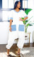 Plus Size V Neck Patchwork Contrast Color Loose Jumpsuit NY-3600