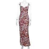Deep V Neck Print Backless Maxi Dress FL-WQ25135MHO