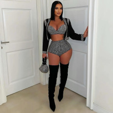 Plus Size Hot Drill Long Sleeve Three Piece Set NY-3508
