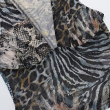 Sexy V Neck Irregular Print Two Piece Skirts Set FL-JY25101MHO