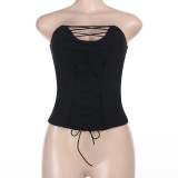 V-neck Crossover Hollow Out Wrap Tops FL-WQ25103MHO