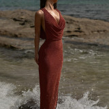 Sexy Hooded Backless Beach Maxi Dress FL-WQ25118MHO