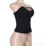 V-neck Crossover Hollow Out Wrap Tops FL-WQ25103MHO