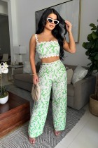 Sexy Sleeveless Print Loose Two Piece Pants Set GDIM-2520