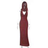 Sexy Hooded Backless Beach Maxi Dress FL-WQ25118MHO