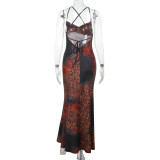 Leopard Print Contrast Color Backless Maxi Dress FL-WQ25100PFO
