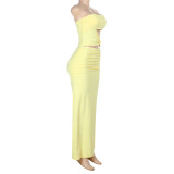 Sexy Hollow Out Split Tube Tops Dress FL-YJ25167DGO