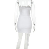 Casual Lace Flutter Bandage Tube Tops Mini Dress FL-XY25133MHO