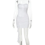 Casual Lace Flutter Bandage Tube Tops Mini Dress FL-XY25133MHO