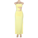 Sexy Hollow Out Split Tube Tops Dress FL-YJ25167DGO