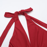 Solid Color Hollow Out Backless Maxi Dress FL-XY25022PFO